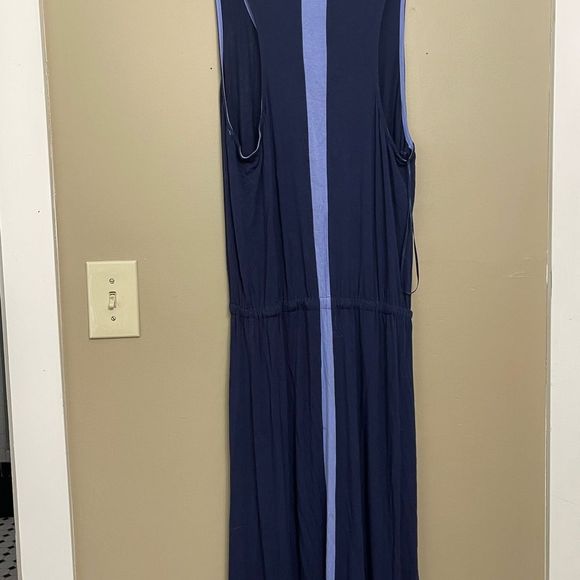 Caslon Women’s Navy Periwinkle Cinch Waist Scoop Neck Maxi Dress Size Small - Picture 9 of 9